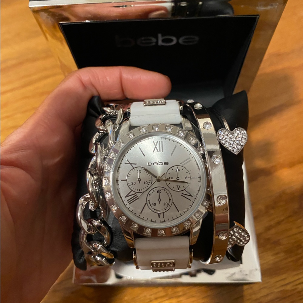 Bebe 4-piece Watch and Bracelet Set